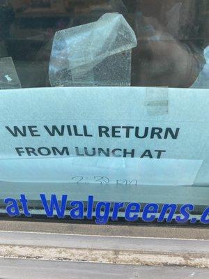 Appointment set at 215 but apparently lunch time wasn't over till 230