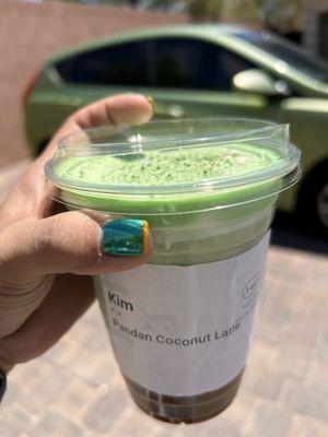 Pandan coconut latte