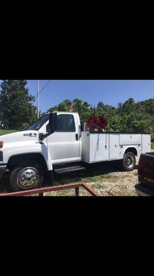 One of our service trucks ready to be at your destination.