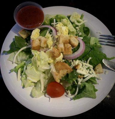 Side salad with raspberry walnut vinaigrette