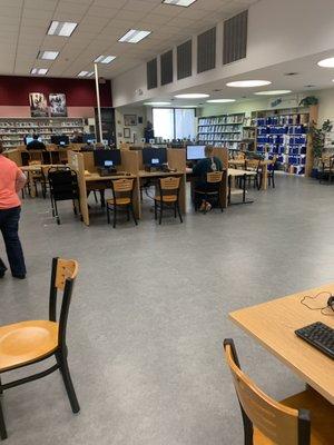 Lots of books computers & study stations