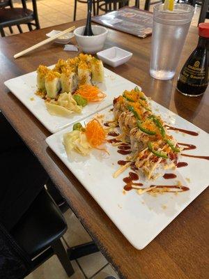 Chilly Cheese sushi, and Caryville roll