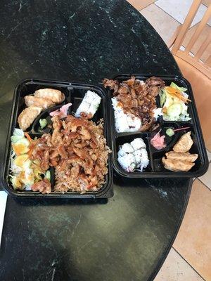 Chicken and beef bento box