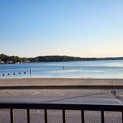 Pewaukee Lake across the street