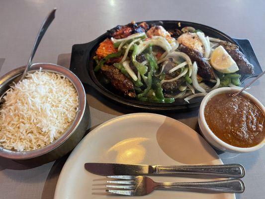 Mixed meat:  5 stars, served sizzling hot ands delicious!