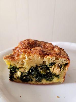 Borek slice: with kale, mushroom, goat cheese.