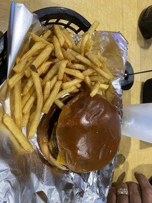 Cheeseburger and fries