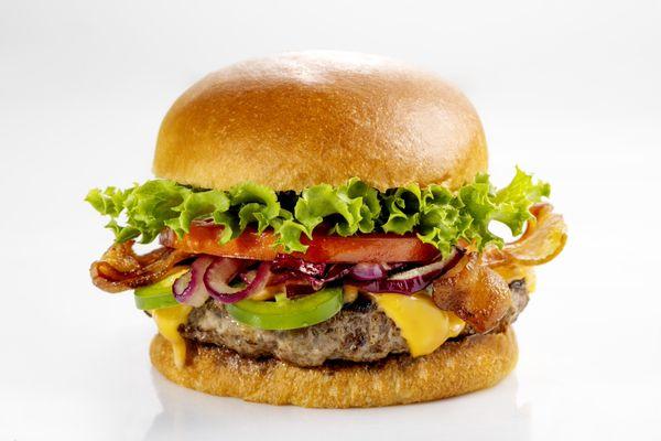 Fusion Burger- Bacon,Jalapeño, Fusion spiced Mayo, lettuce,cheese&tomato