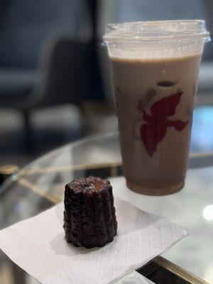 Canele and iced latte