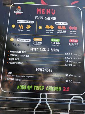 Gangnam Spice Food Truck menu 10/2024