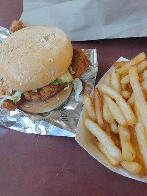 Chicken sandwich and fries