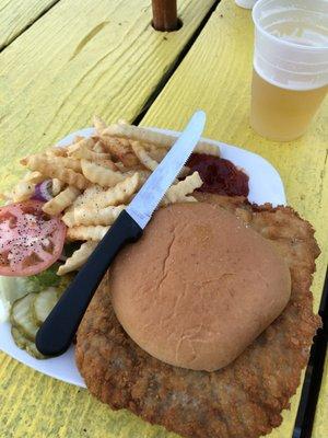 Broasted tenderloin and fries. I could only eat about half! $8.99 with fries.