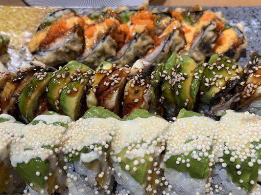 Hawaii Roll, Godzilla Roll, & Black Dragon Roll