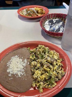 Breakfast: Machaca, and breakfast tacos