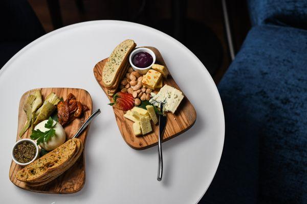 Tuscan Board (left) and Cheese Flight (right)