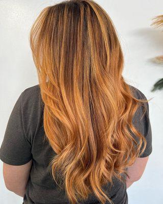 Balayage gives the perfect dimension for this guests lovely long locks.