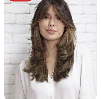 Butterfly haircut with curtain bangs