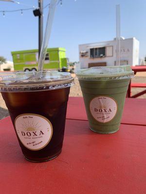 Cold brew and matcha latte