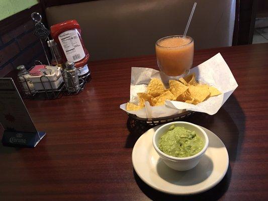 Chips With Guacamole And Mango Margarita