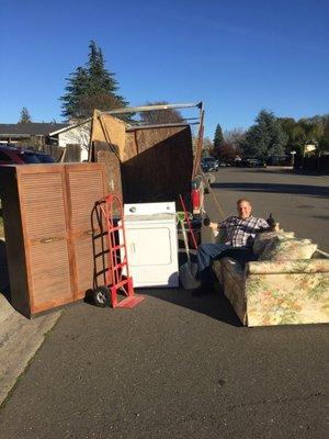 Just about to load the cabinet, dryer and heavy sofa bed.