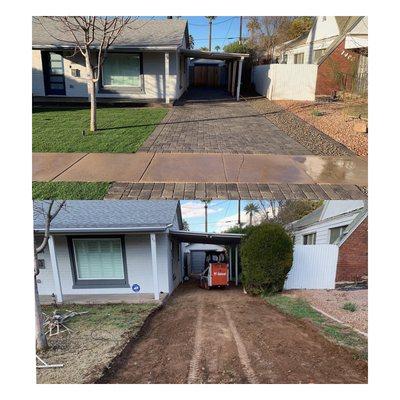 New paver driveway and grass