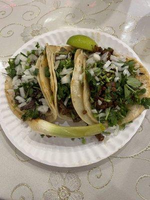 Tacos al pastor, tripa and steak