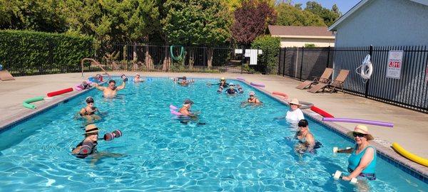 Weight training at the pool