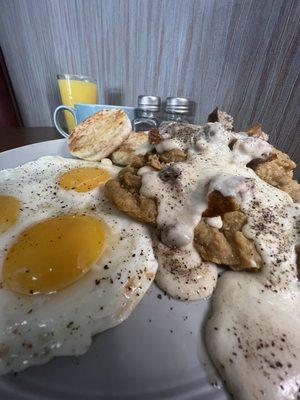 Pa Ingall's Country Fried Steak and Eggs