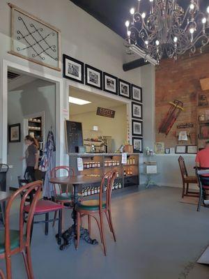 Counter area with wall decor.