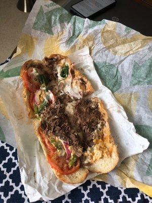 This is the sandwich from this poor excuse of a subway shop.  Embarrassing!!!