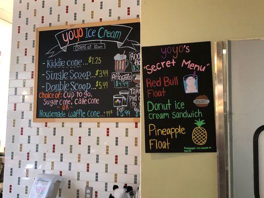 Sweet ice cream menu