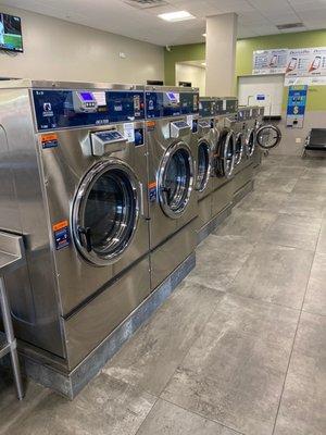 Washing machines of various sizes.