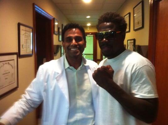 Dr. Srini and patient EDISON MIRANDA (boxer)