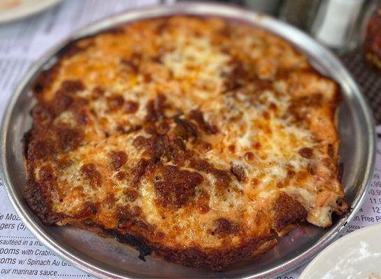 Personal pizza with vodka sauce and eggplant