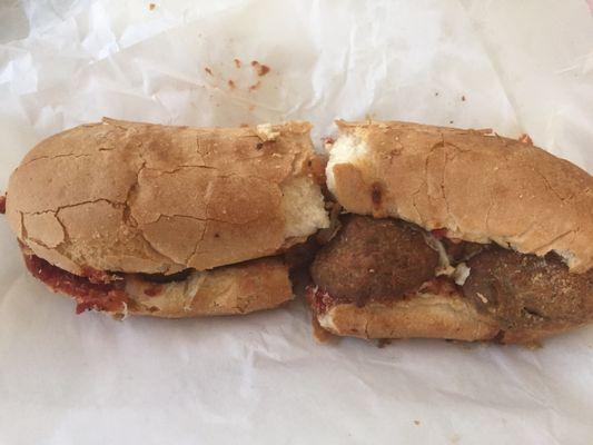 Meatball sandwich very dry crumbly stale bread waste of money