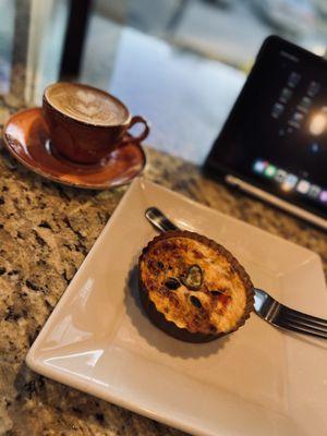 Southwestern quiche and a cappuccino.