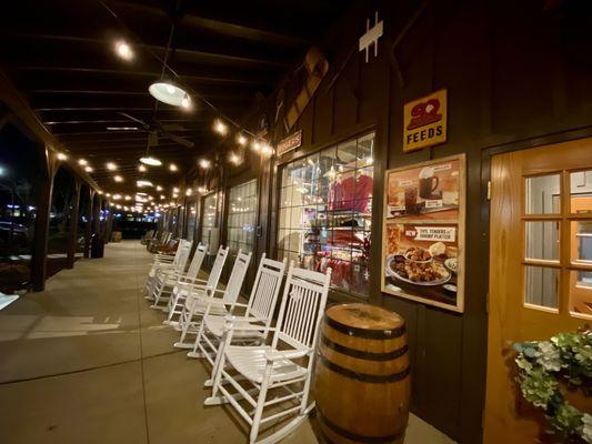 Outside with the rocking chairs