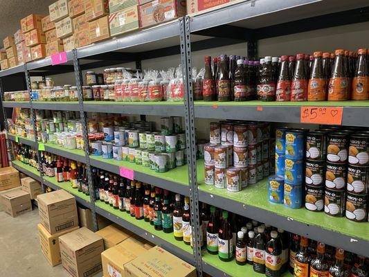 Thai branded coconut milk, fish sauce, other sauces, dessert cans, and more!