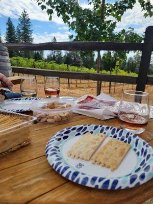 Cheese basket and wine tasting