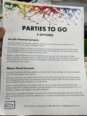 Parties to go