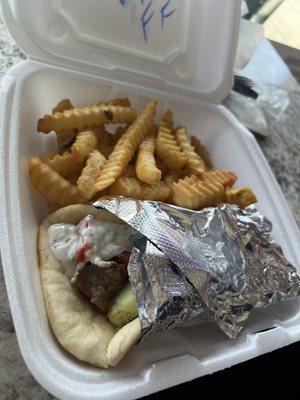 Gyro wrap with fries