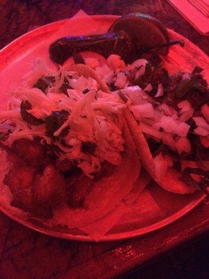 Bad lighting but it's the suadero taco and general tso