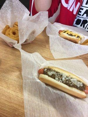 Coney Island dogs and onion rings!