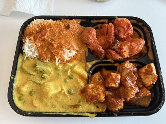 Lunch Combo 4 Chicken tikka masala Chili tofu Vegetable korma Flavored Rice