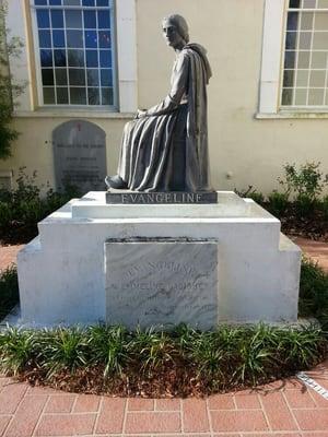 Evangeline statue next to the old graveyard.