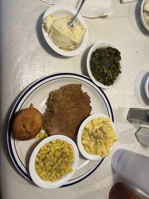 Pork Chop Plate Wednesday Special and banana pudding.