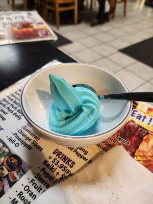 Samurai blue vanilla ice cream soft serve