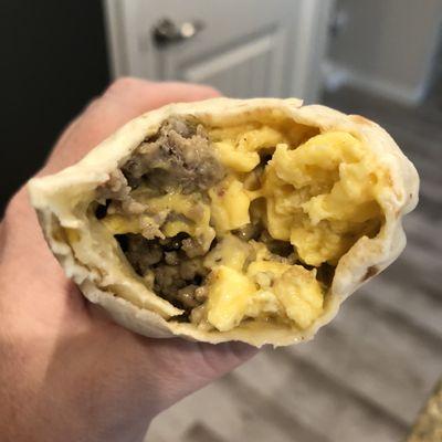 Sausage and egg burrito