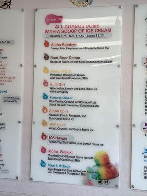 Shave Ice menu. I ordered the POG