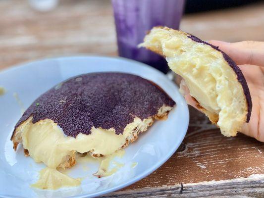 Ube bun with custard